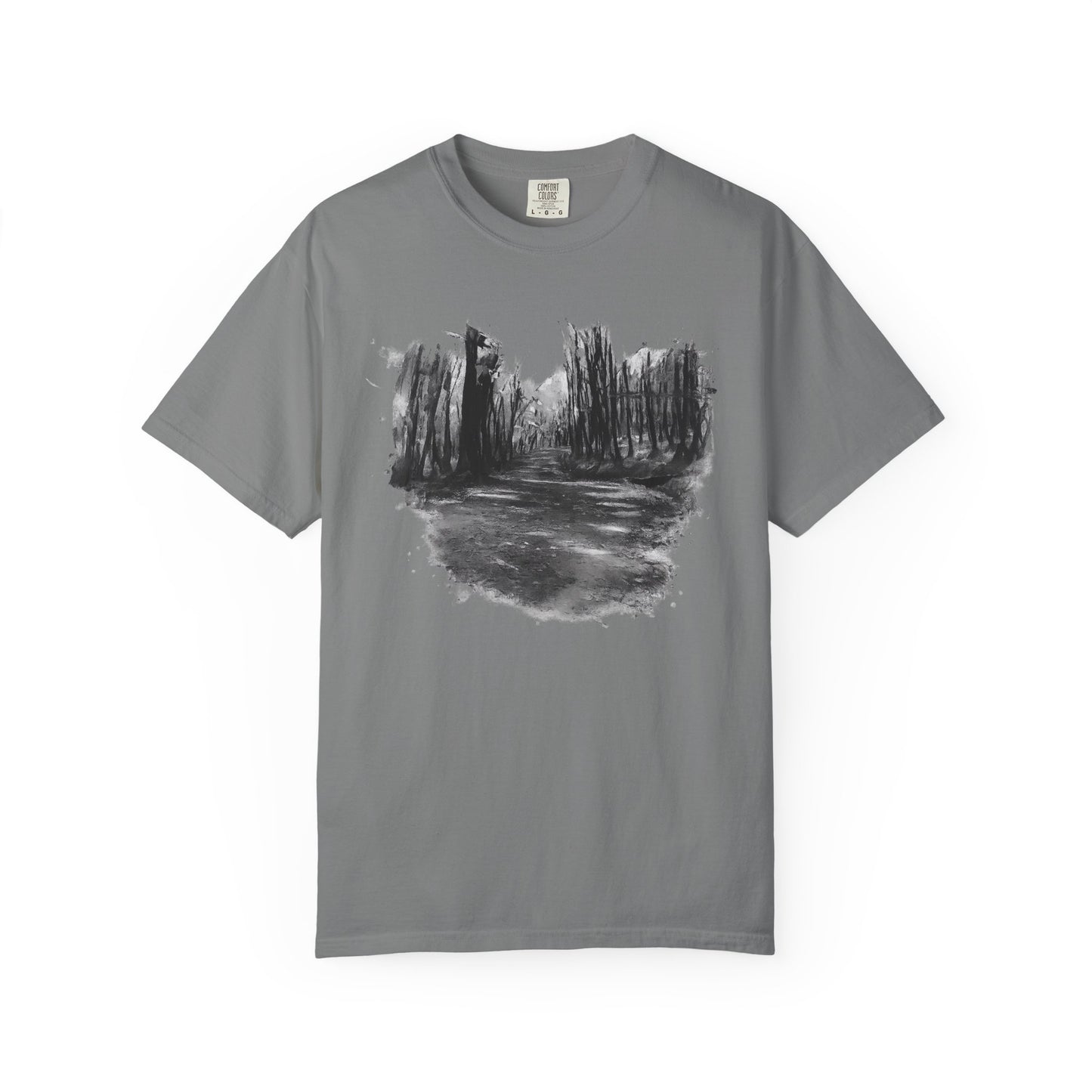 Artistic Forest Scene T-shirt | Nature Lover Gift, Outdoor Adventure Tee, Eco-Friendly Fashion, Vintage Inspired Clothing, Unisex Gift - TRV