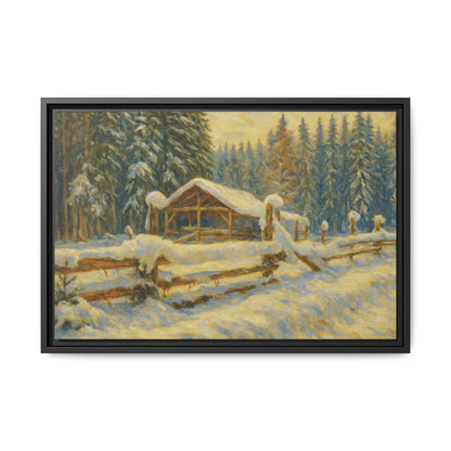 Winter Landscape Framed Canvas Art | Cozy Home Decor | Wall Art for Living Room, Bedroom, Holiday Gift, Rustic Vibes, Art Print - TRV