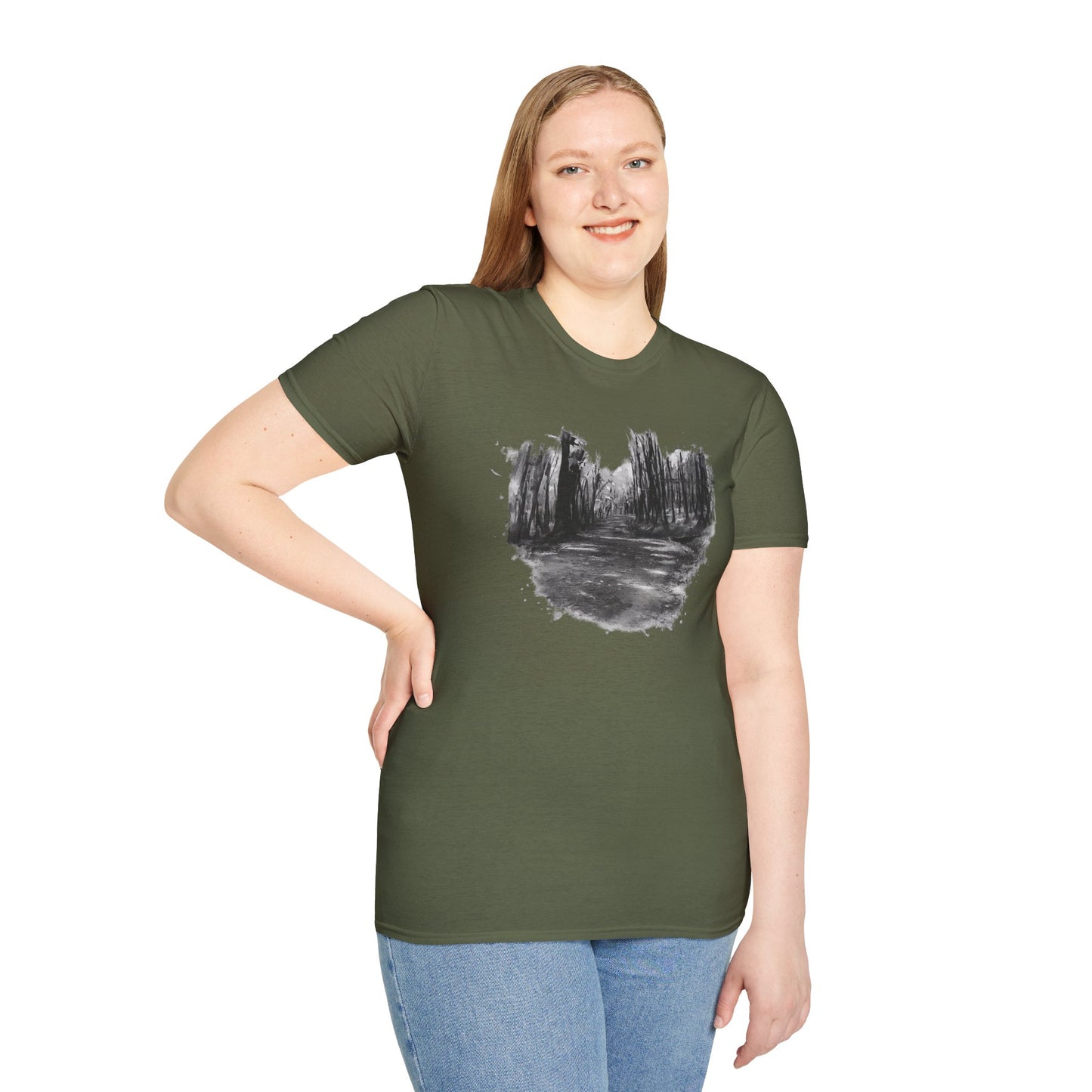 Minimalist Nature-Inspired Unisex Softstyle T-Shirt, Casual Wear, Everyday Style, Gift for Nature Lovers, Eco-Friendly Fashion
