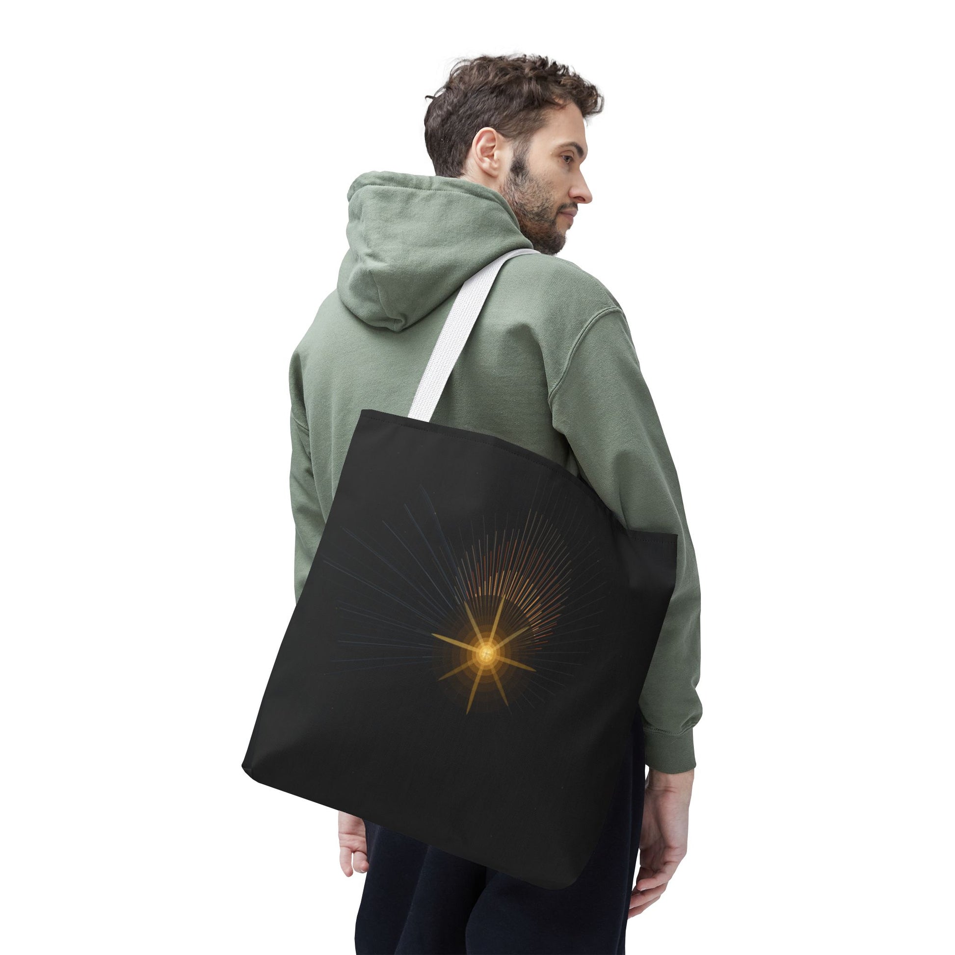Radiant Starburst Tote Bag | Golden Light Celestial Design - TRV