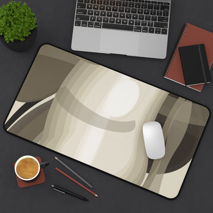 Abstract neutral waves desk mat featuring beige and brown tones, modern mousepad surface for home decor by Printify.