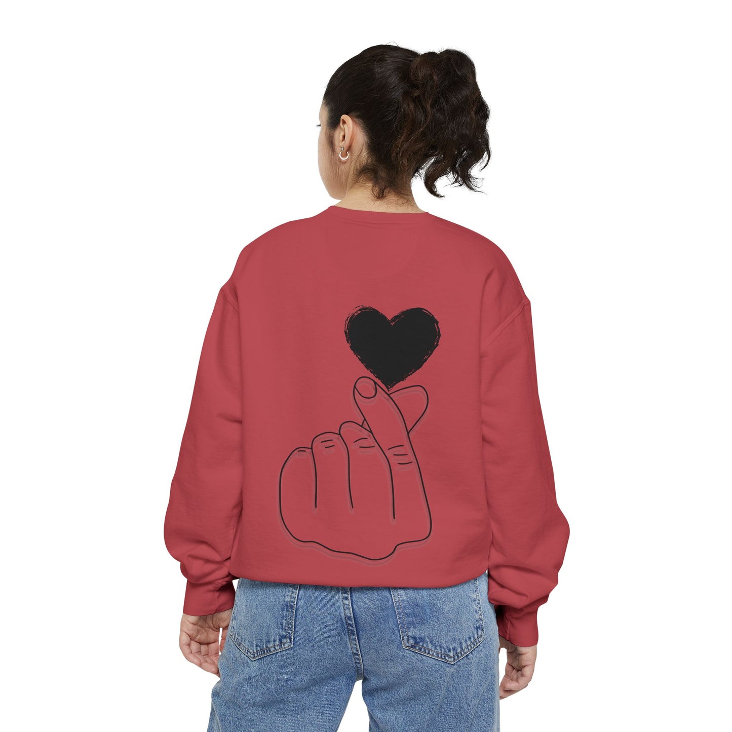 Unisex Garment-Dyed Sweatshirt with Heart Design - Cozy & Stylish
