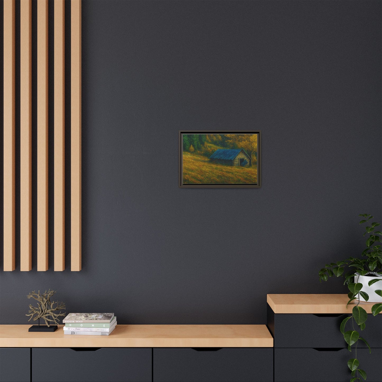 Framed Matte Canvas Print, Rustic Artwork, Farmhouse Decor, Nature Wall Art, Gift for Home, Autumn Decor, Landscape Painting