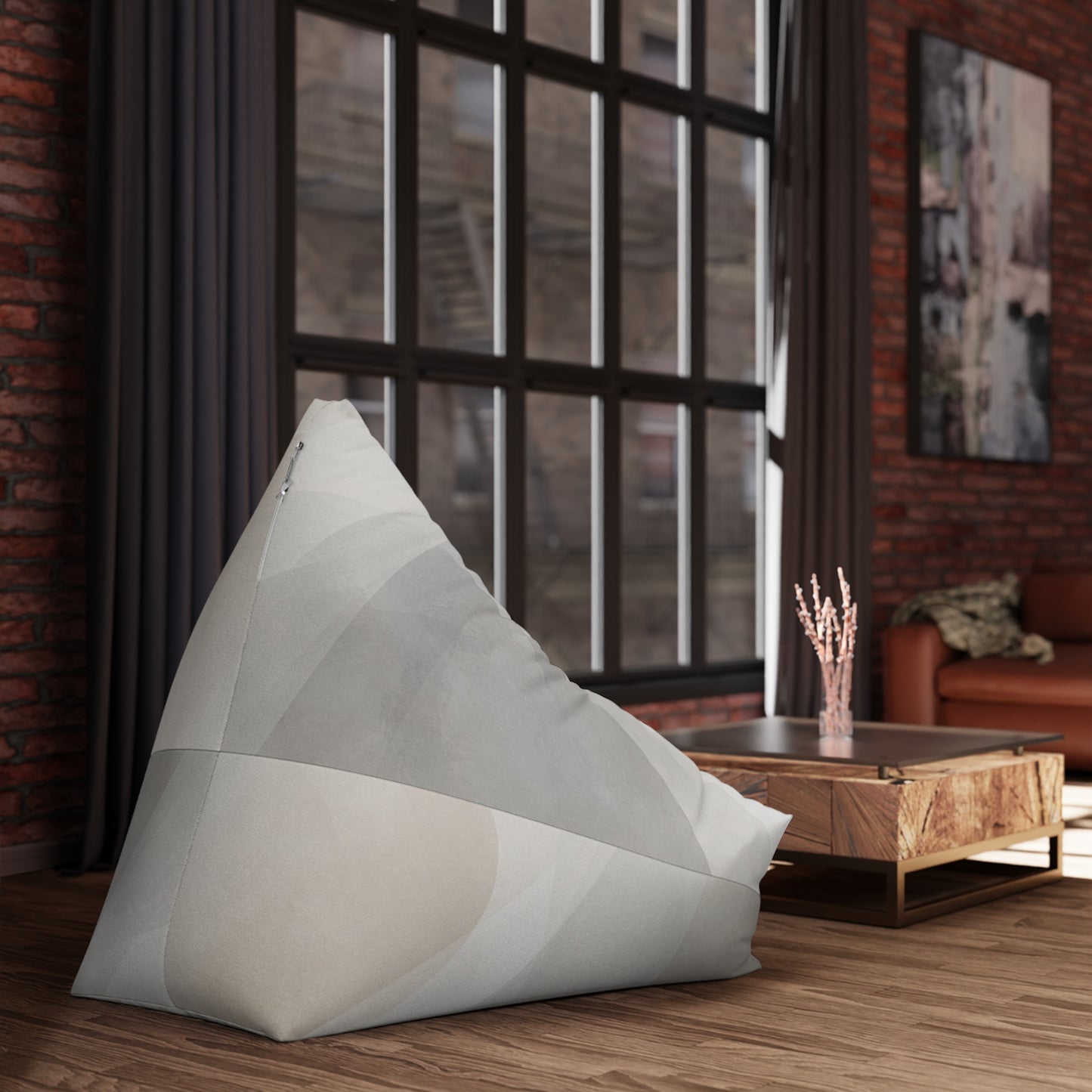Neutral Geometric Pattern Bean Bag