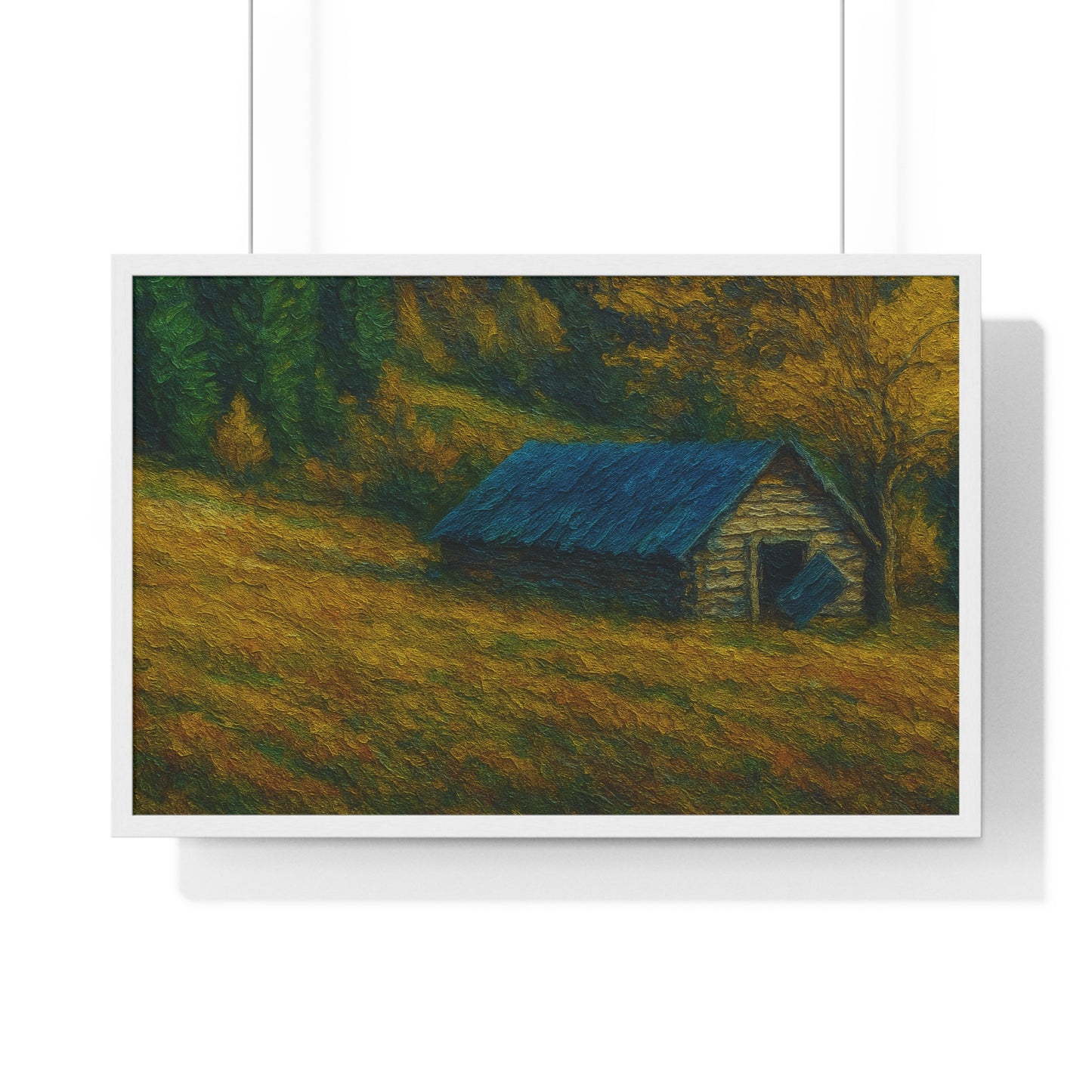 Rustic Cabin Framed Poster, Nature Wall Art, Cozy Home Decor, Gift for Farmhouse Lovers, Autumn Landscape Print - TRV