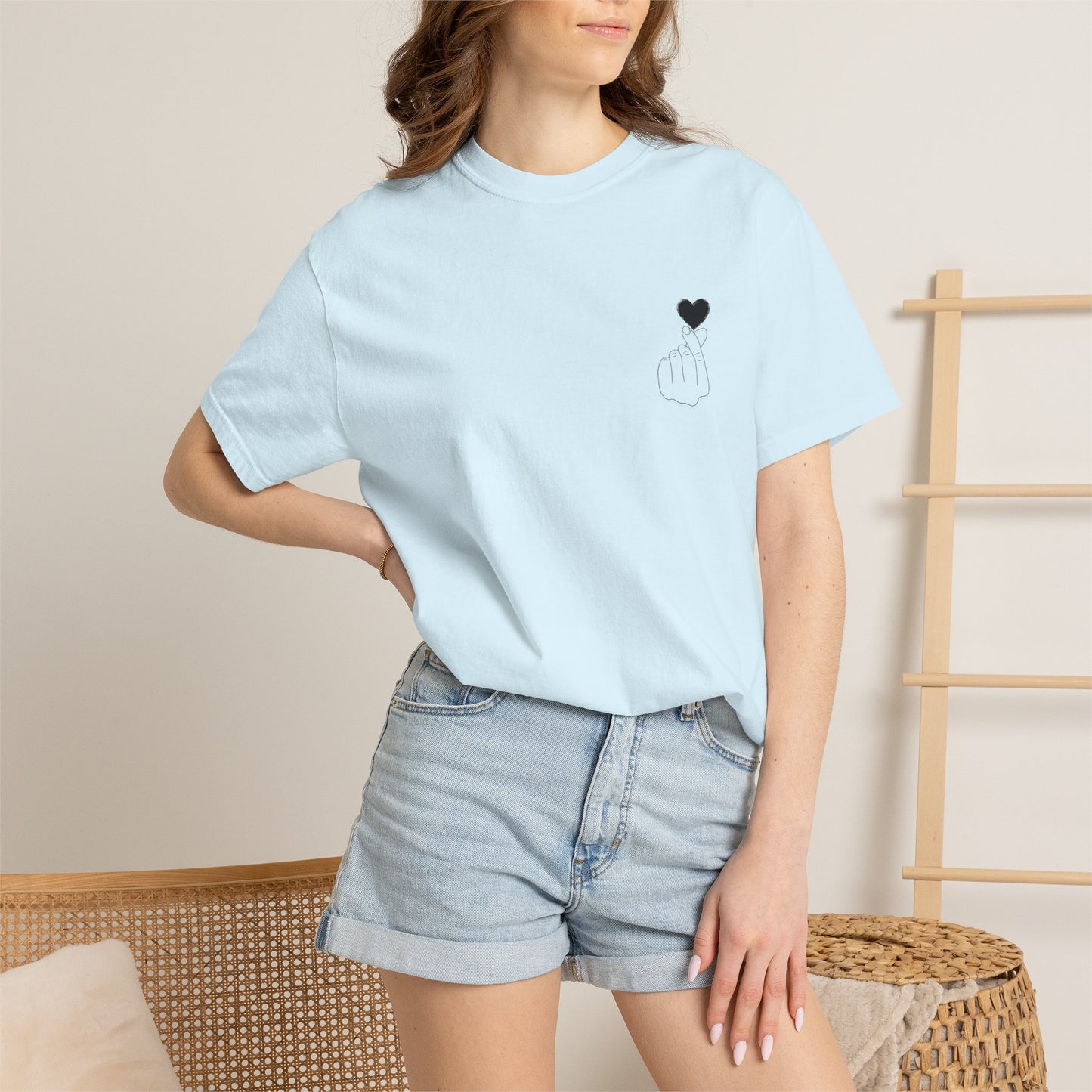 Unisex Garment-Dyed T-Shirt with Heart Design | Casual Trendy Wear for All Occasions