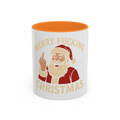 Irreverent Merry Christmas Mug — Funny Santa Middle Finger Coffee Cup (11oz & 15oz)