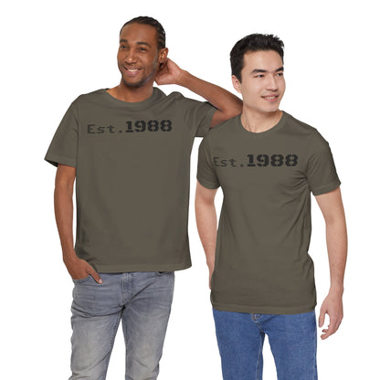 Est. 1988 Unisex Jersey Tee, Vintage Birthday Shirt, Casual Everyday Wear, Gift for Him or Her, Anniversary Celebration Tee