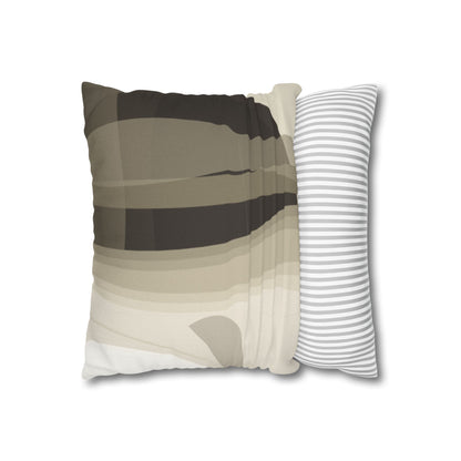 Square pillowcase featuring abstract neutral leaf artwork, ideal for home decor, by Printify.