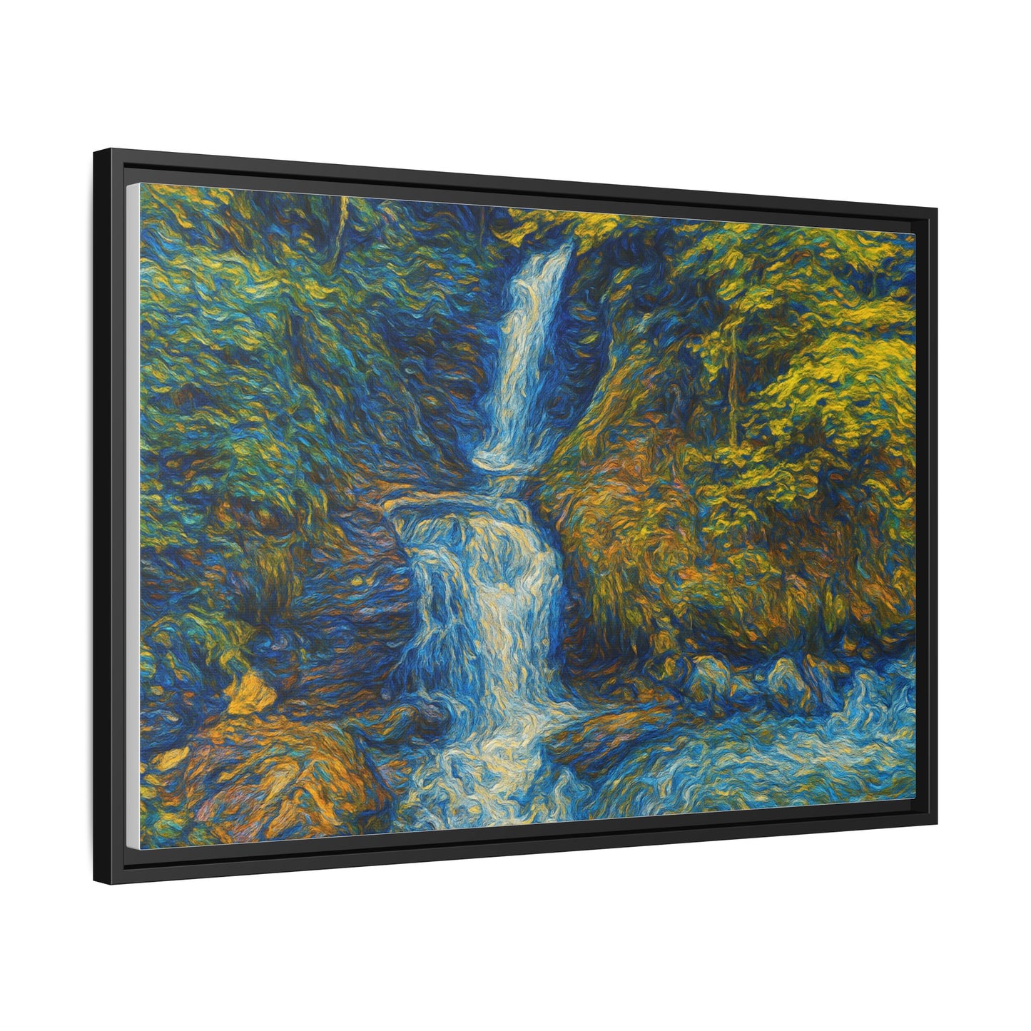 Framed Canvas Art, Majestic Van Gogh Style Waterfall Landscape Wall Decor, Nature Lover Gift, Home Office Artwork, Living Room Decoration - TRV