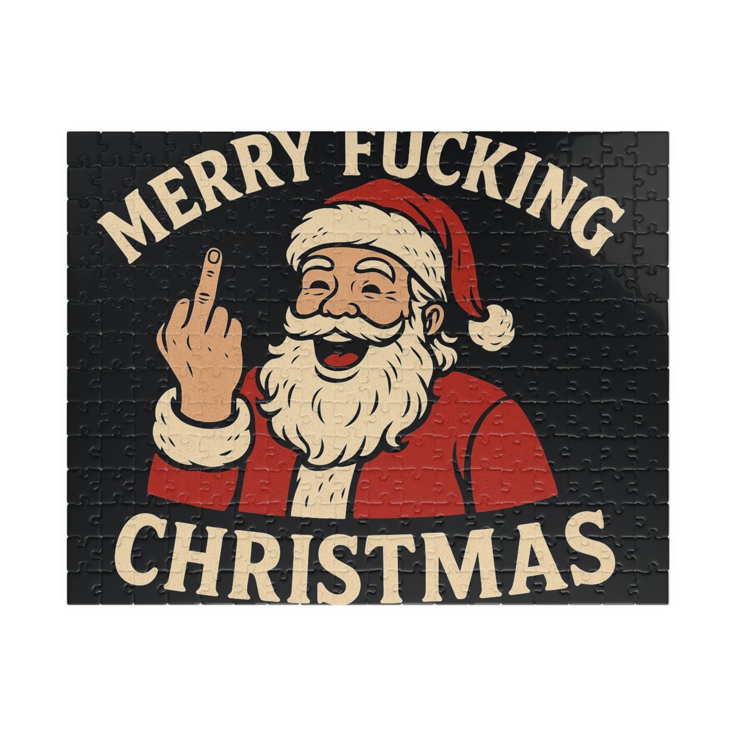 Irreverent Merry Christmas Puzzle | Santa Middle Finger Holiday Jigsaw