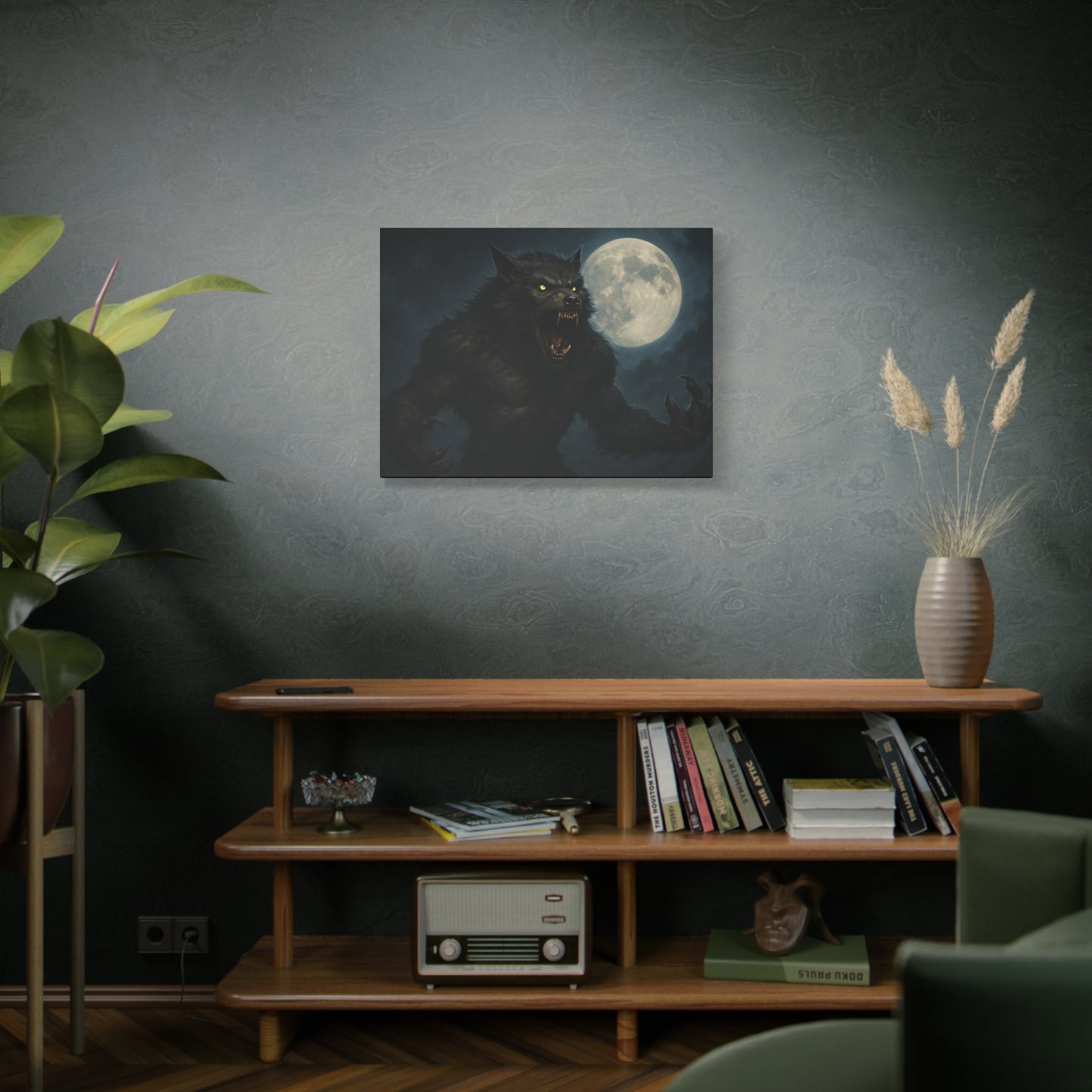 Werewolf Moon Canvas Art | Dark Fantasy Decor for Halloween, Gothic Home, Werewolf Lover Gift, Unique Wall Art, Spooky Decor - TRV
