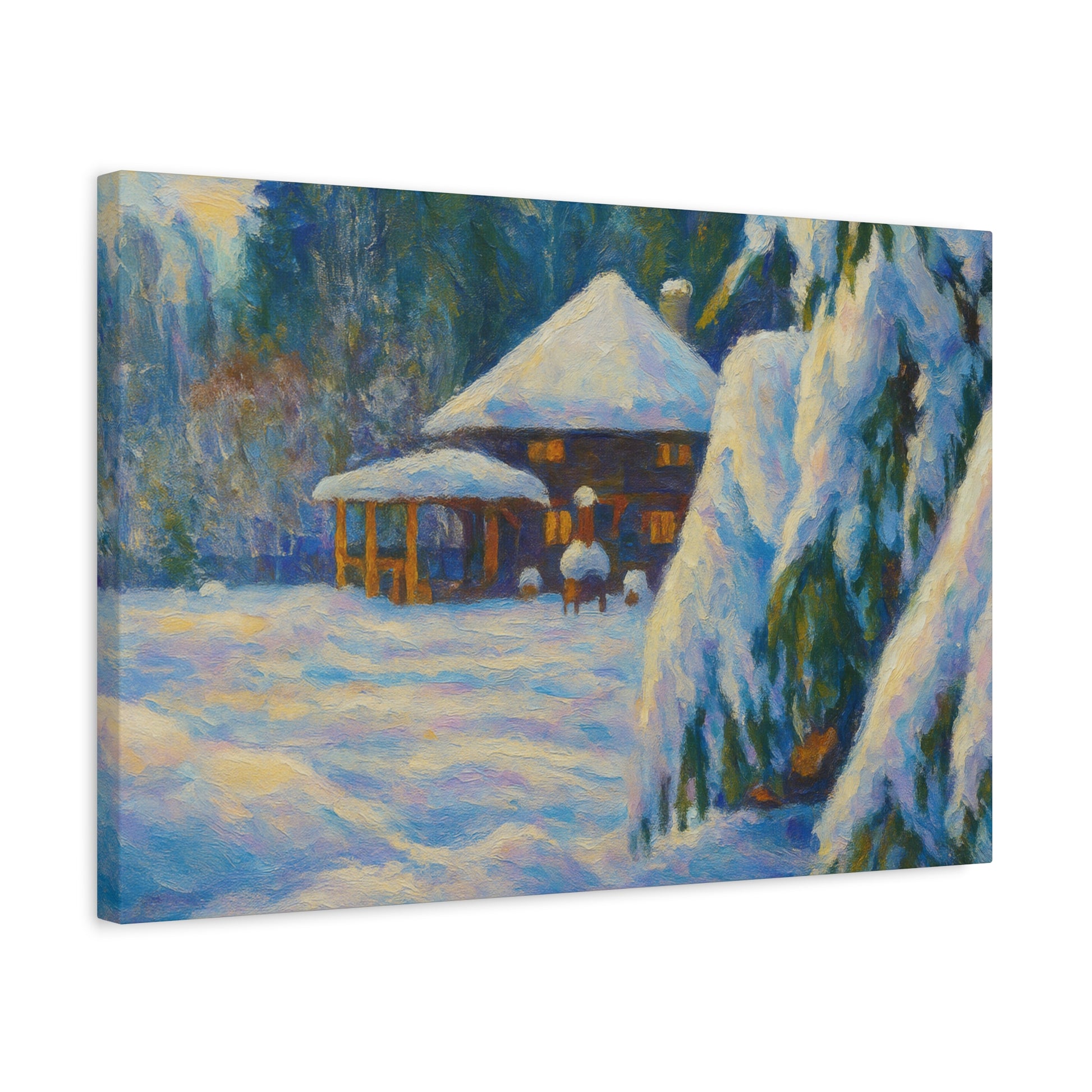 Winter Landscape Canvas Wall Art, Cozy Home Decor, Christmas Gift, Seasonal Artwork, Impressionist Style - TRV