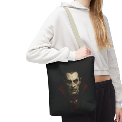 Vampire Haunted Tote Bag, Spooky Shopping Bag, Halloween Accessory, Gothic Style Handbag, Perfect for Halloween Parties, Unisex Tote - TRV
