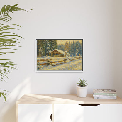 Winter Landscape Framed Canvas Art | Cozy Home Decor | Wall Art for Living Room, Bedroom, Holiday Gift, Rustic Vibes, Art Print - TRV