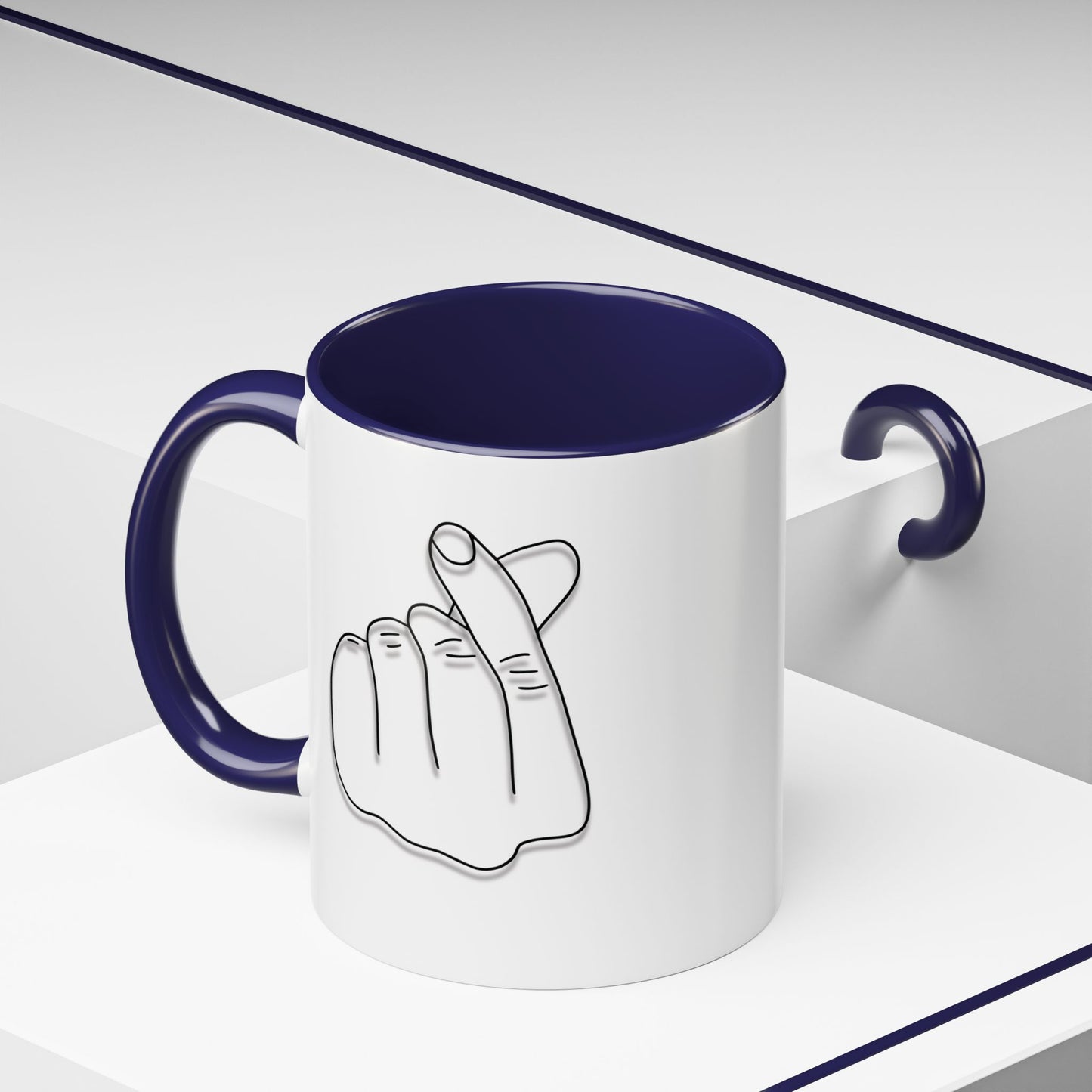 K-Pop Accent Mug - Love Gesture Design (11oz, 15oz), Korean Pop Coffee Cup, K-Pop Lover Gift, Cute Drinkware, Unique Mug