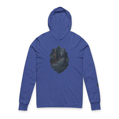 Unisex Hooded Long Sleeve Tee with Dreamy Forest Design | Cozy Casual Wear, Perfect for Camping, Hiking, Gift for Nature Lovers - TRV