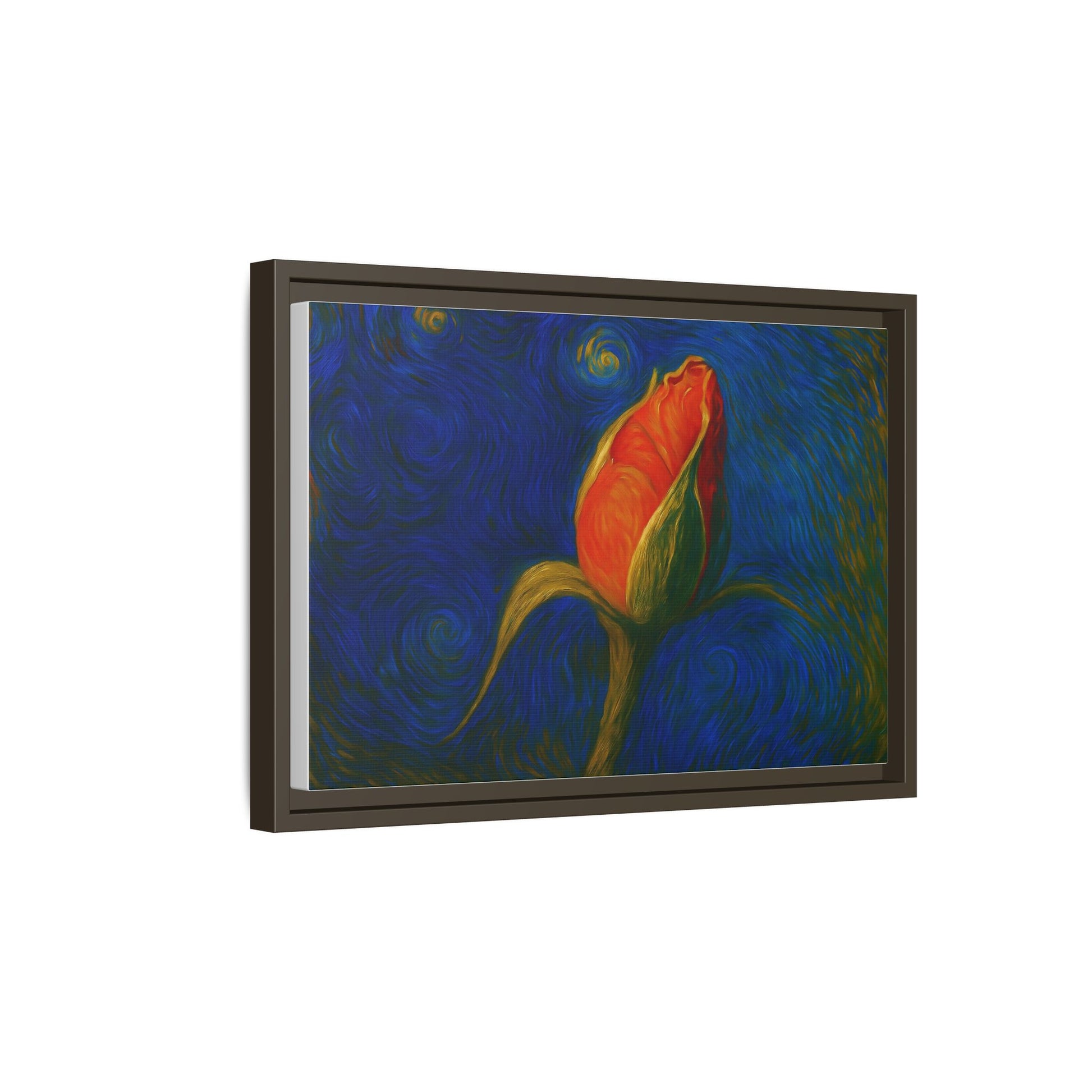 Red Rose Bud Painting Canvas Framed | Matte Wall Art - TRV