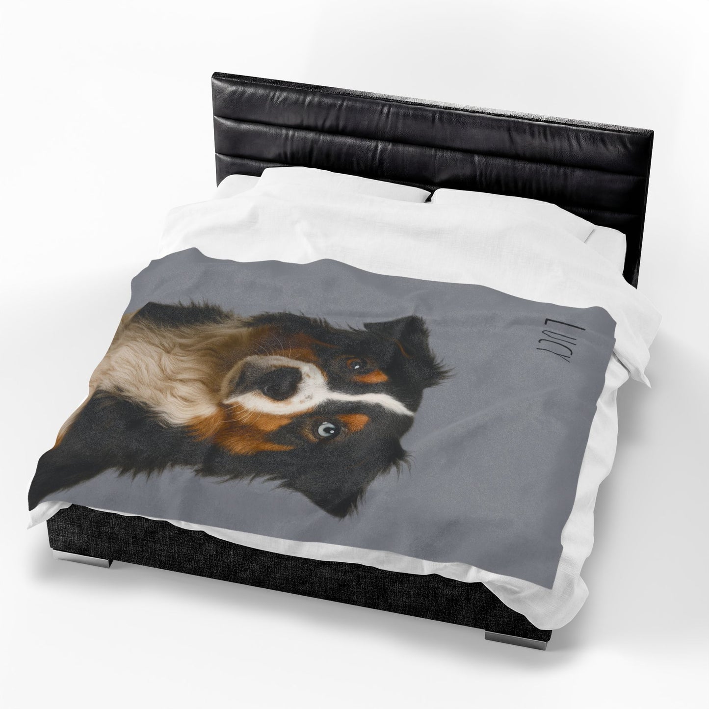 Personalized Aussie Dog Portrait Blanket | Velveteen Plush Blanket