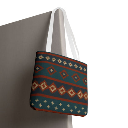 Southwestern Diamond Pattern Tote Bag | Aztec Tribal Geometric Print - TRV