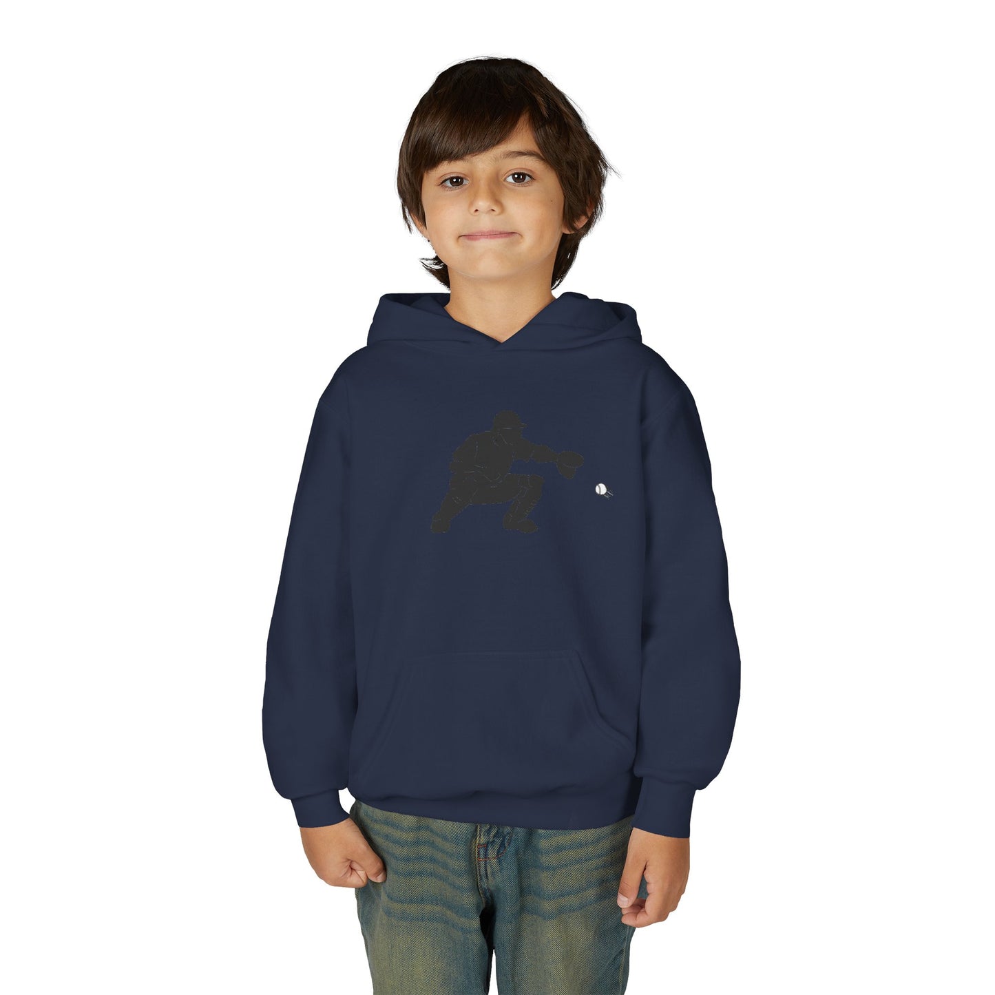 Youth Baseball Catcher Hoodie, Sporty Sweatshirt for Kids, Perfect Gift for Young Athletes, Team Spirit Gear, Sports Event Apparel