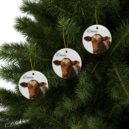 Heart-Spot Calf, Ceramic Ornament | Personalized Name Option