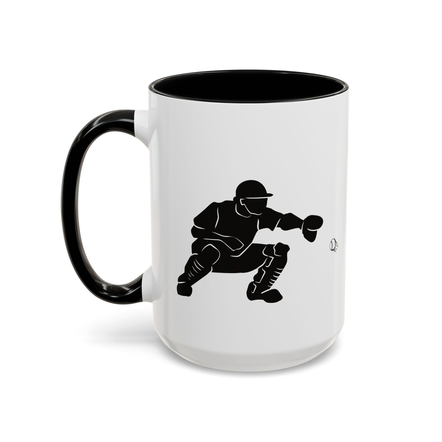 Baseball Catcher Coffee Mug, Sports Gift for Coaches, Black Accent Mug for Fans, Perfect for Birthdays & Celebrations, Unique Cup - TRV