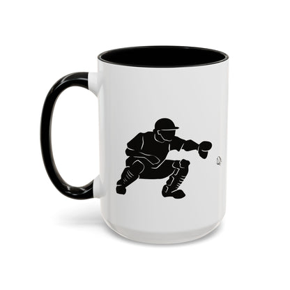 Baseball Catcher Coffee Mug, Sports Gift for Coaches, Black Accent Mug for Fans, Perfect for Birthdays & Celebrations, Unique Cup - TRV