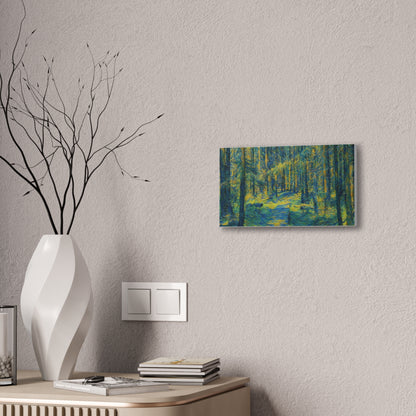 Sunlit Forest Path Canvas – Impressionist Woodland Wall Art