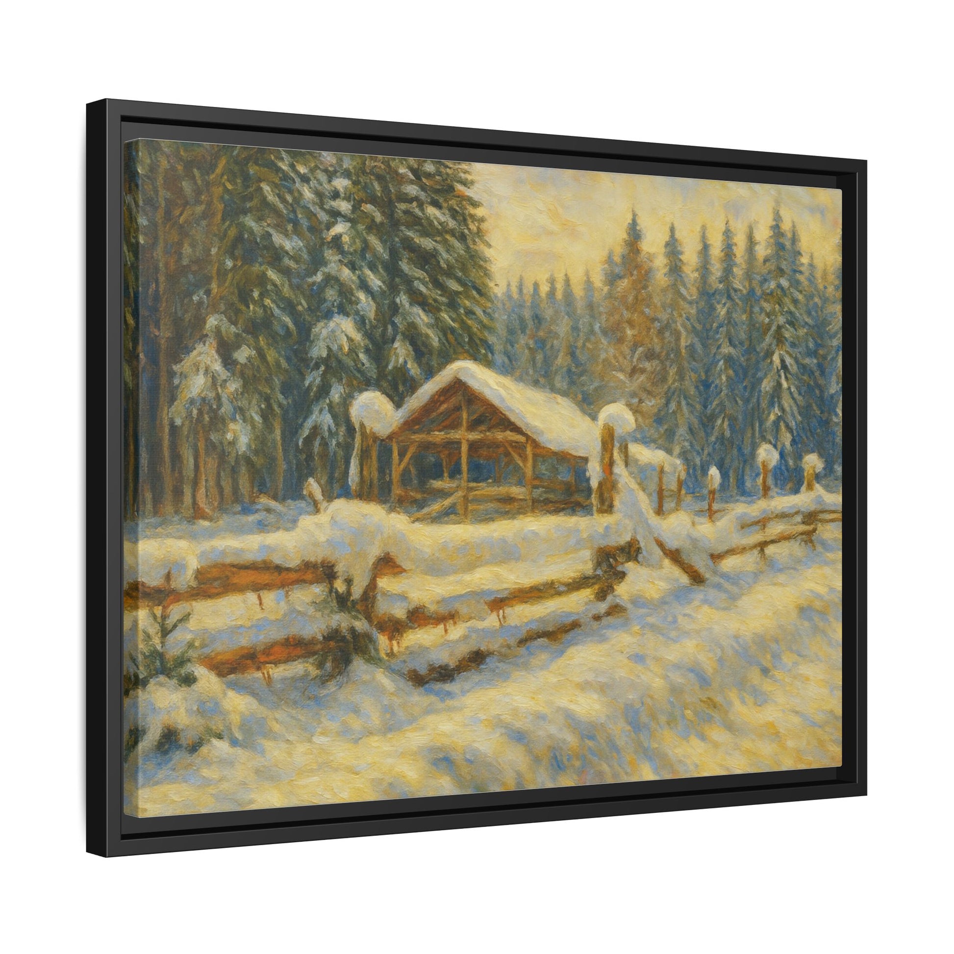 Winter Landscape Framed Canvas Art | Cozy Home Decor | Wall Art for Living Room, Bedroom, Holiday Gift, Rustic Vibes, Art Print - TRV