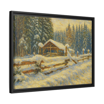 Winter Landscape Framed Canvas Art | Cozy Home Decor | Wall Art for Living Room, Bedroom, Holiday Gift, Rustic Vibes, Art Print - TRV