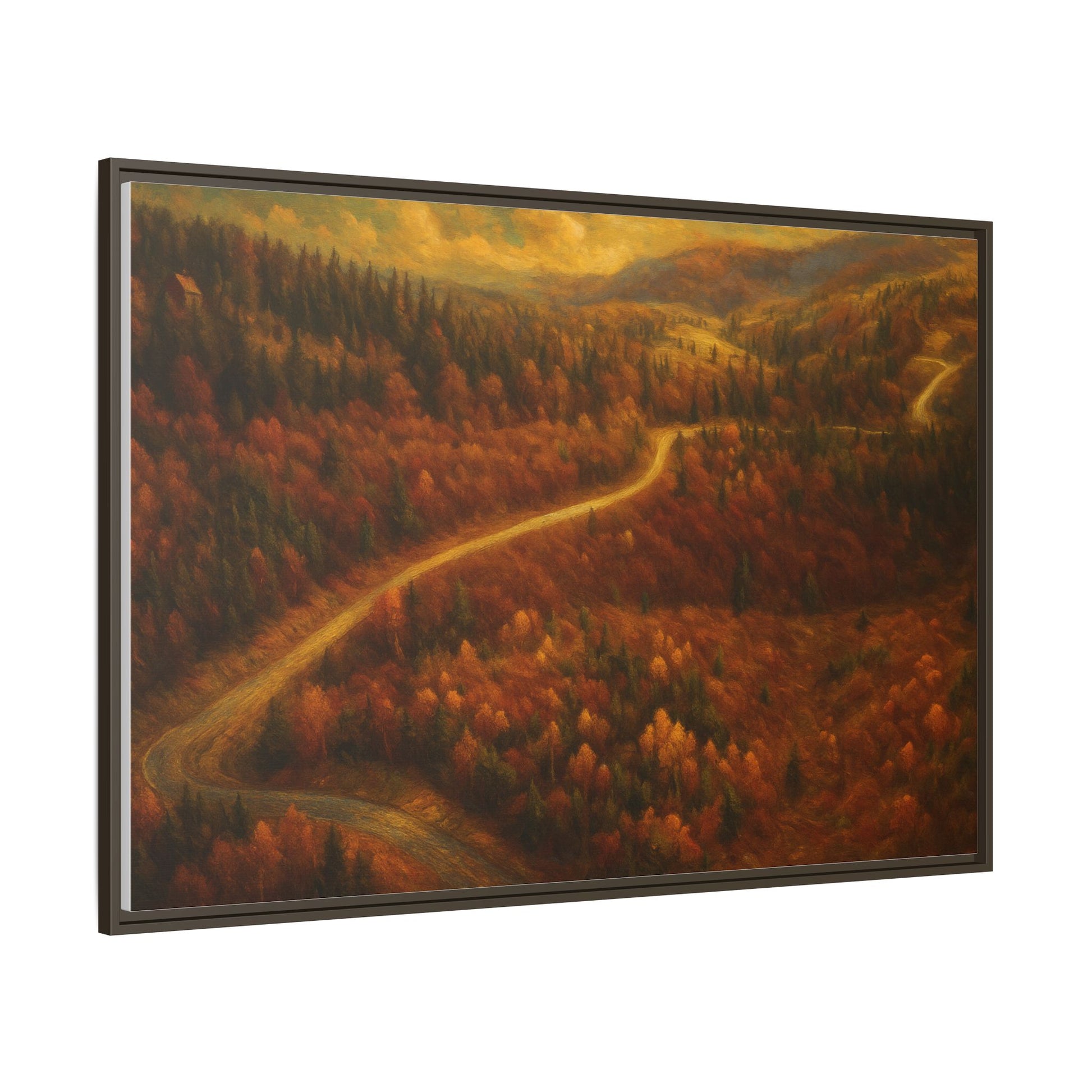 Autumn Landscape Framed Canvas Art, Cozy Home Decor, Warm Fall Vibes, Gift for Nature Lovers, Perfect for Thanksgiving - TRV