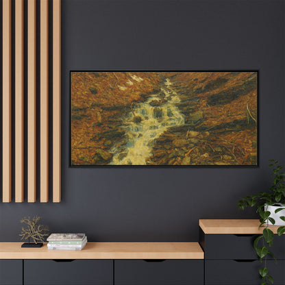 Serene Abstract Nature Canvas Art, Framed Wall Decor, Rustic Home Accent, Earthy Tone Artwork, Tranquil River Scene - TRV