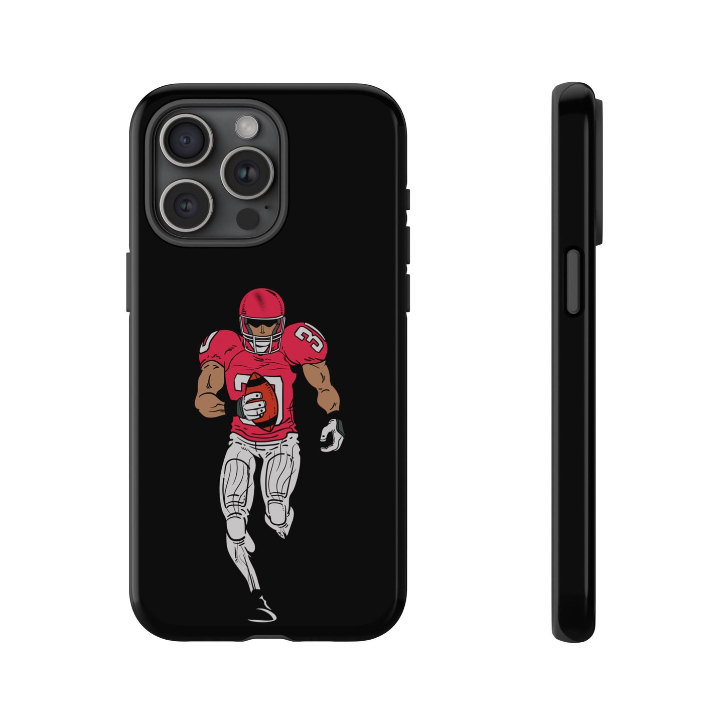 Football Player Tough Phone Case – Protective Black Sports iPhone Case