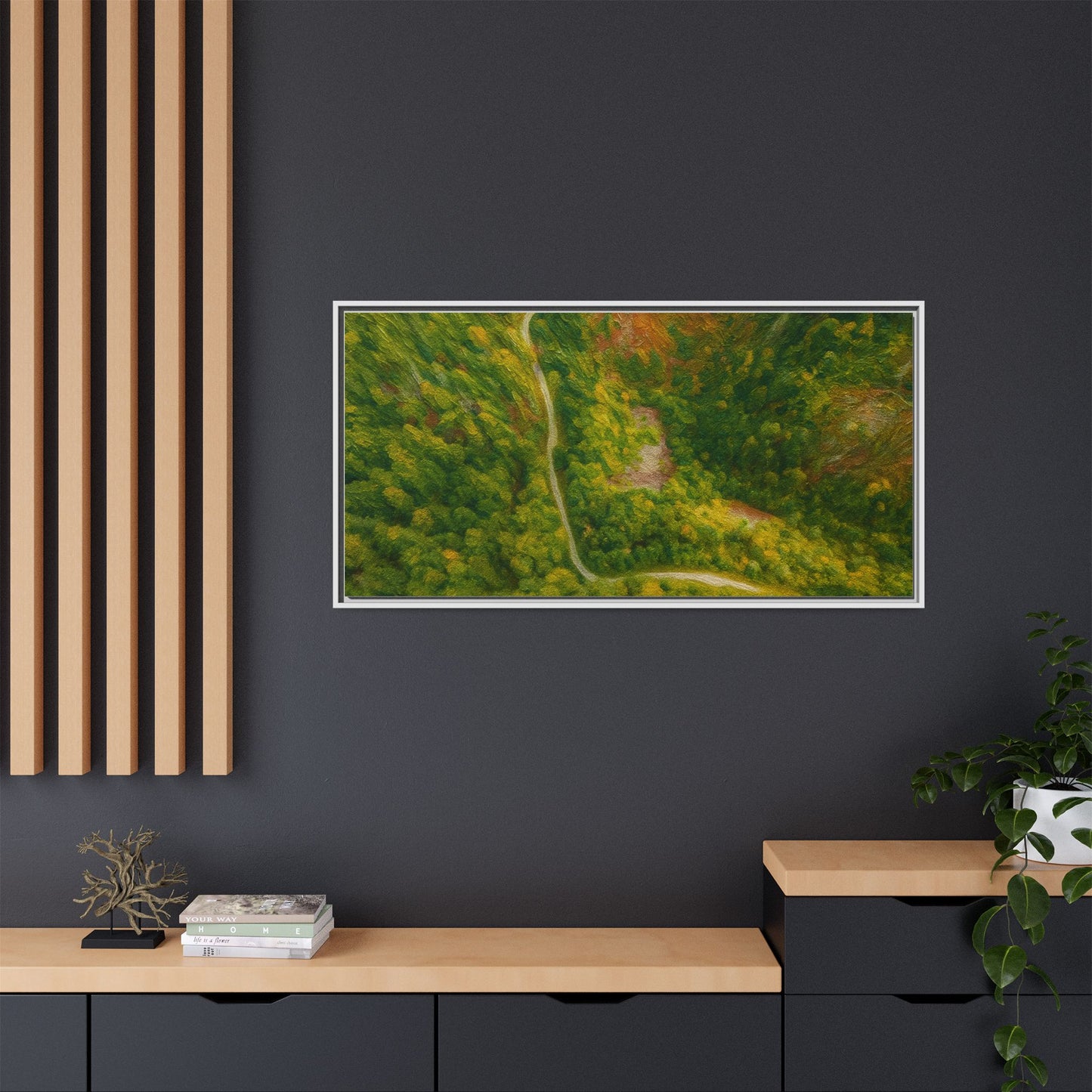Framed Nature Canvas Art Print, Vibrant Forest Wall Decor, Abstract Landscape Artwork, Home Decoration, Gift for Nature Lovers - TRV