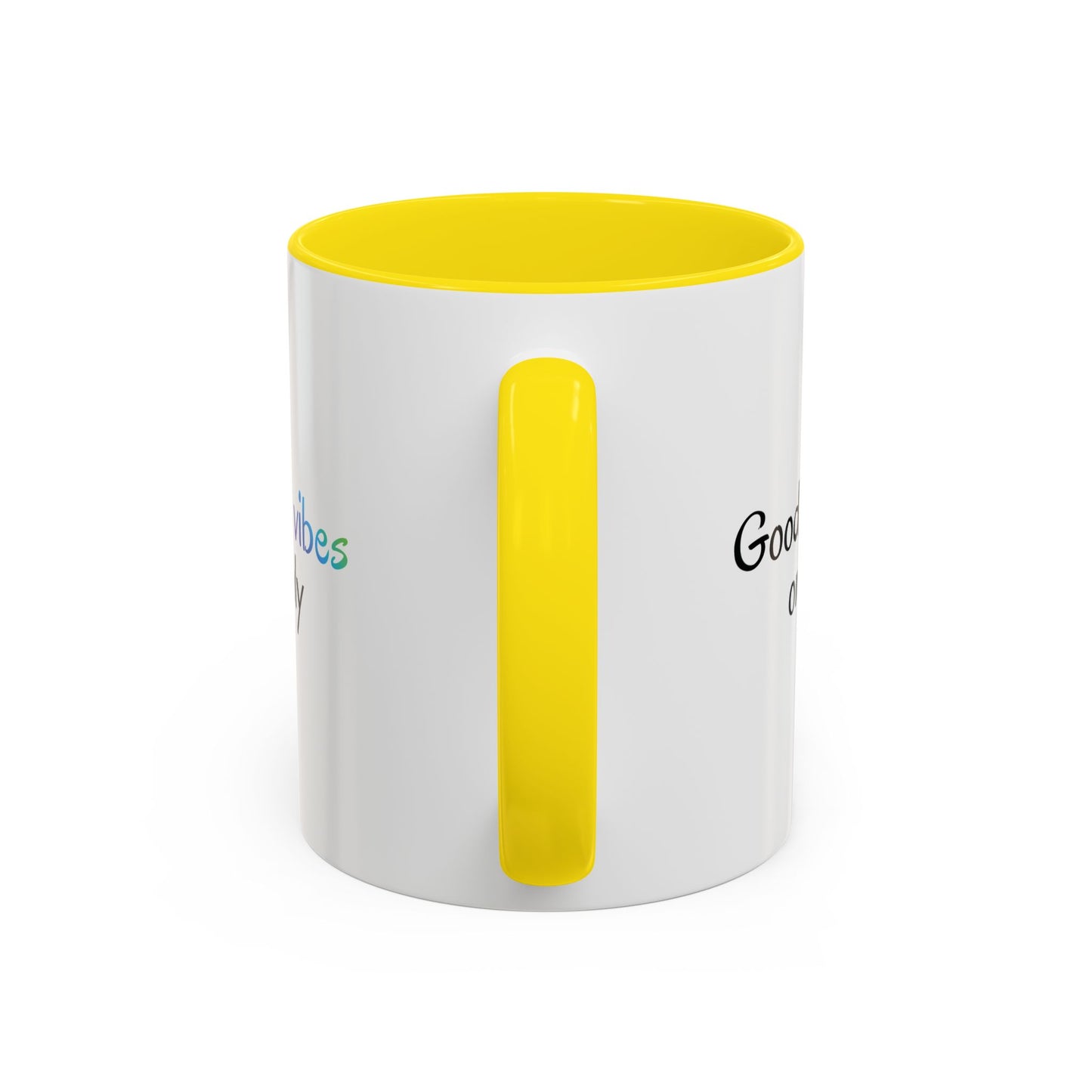 Good Vibes Only Accent Coffee Mug - Positive Energy 11 & 15oz Cup for Happiness, Inspirational Gift, Morning Motivation, Ceramic Tea Cup,