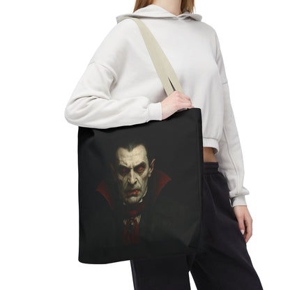 Vampire Haunted Tote Bag, Spooky Shopping Bag, Halloween Accessory, Gothic Style Handbag, Perfect for Halloween Parties, Unisex Tote - TRV