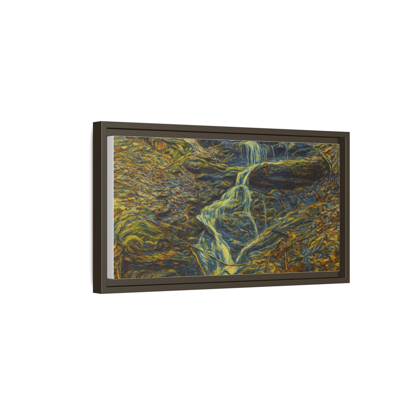 Van Gogh Style Framed Matte Canvas Art Print - Nature-Inspired Wall Decor, Abstract Waterfall Artwork, Home Office Decoration - TRV