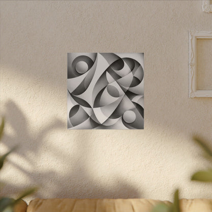 Monochrome Abstract Geometric Art Matte Canvas