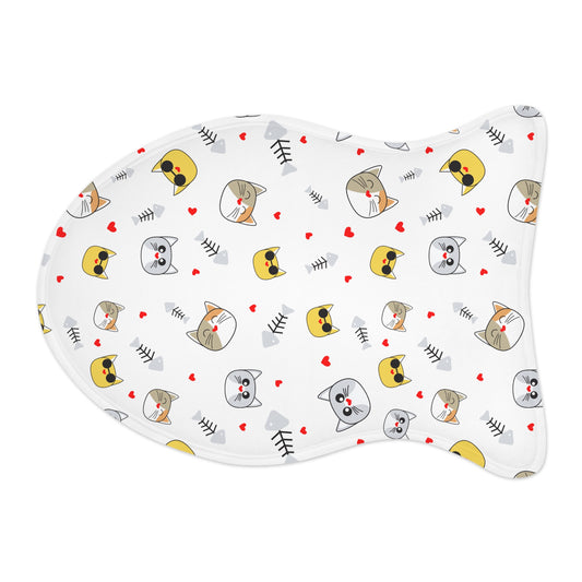 Cat Face Pattern Pet Feeding Mat — Non-Slip Waterproof Placemat for Bowls