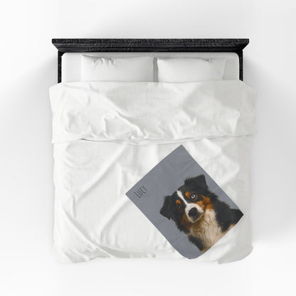 Personalized Aussie Dog Portrait Blanket | Velveteen Plush Blanket