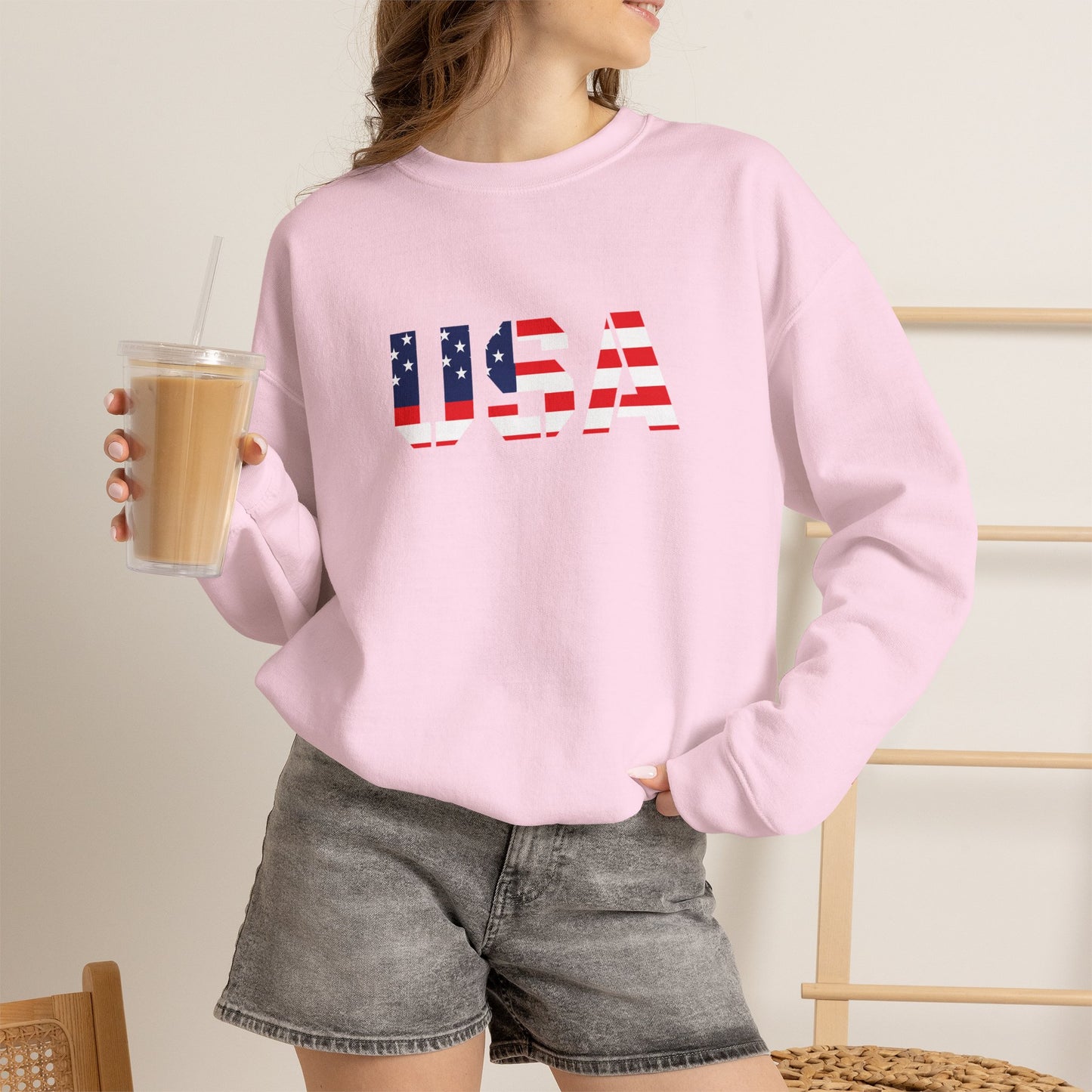 USA Flag Unisex Crewneck Sweatshirt, Cozy Apparel, Casual Wear, Independence Day Gift, Americana Style