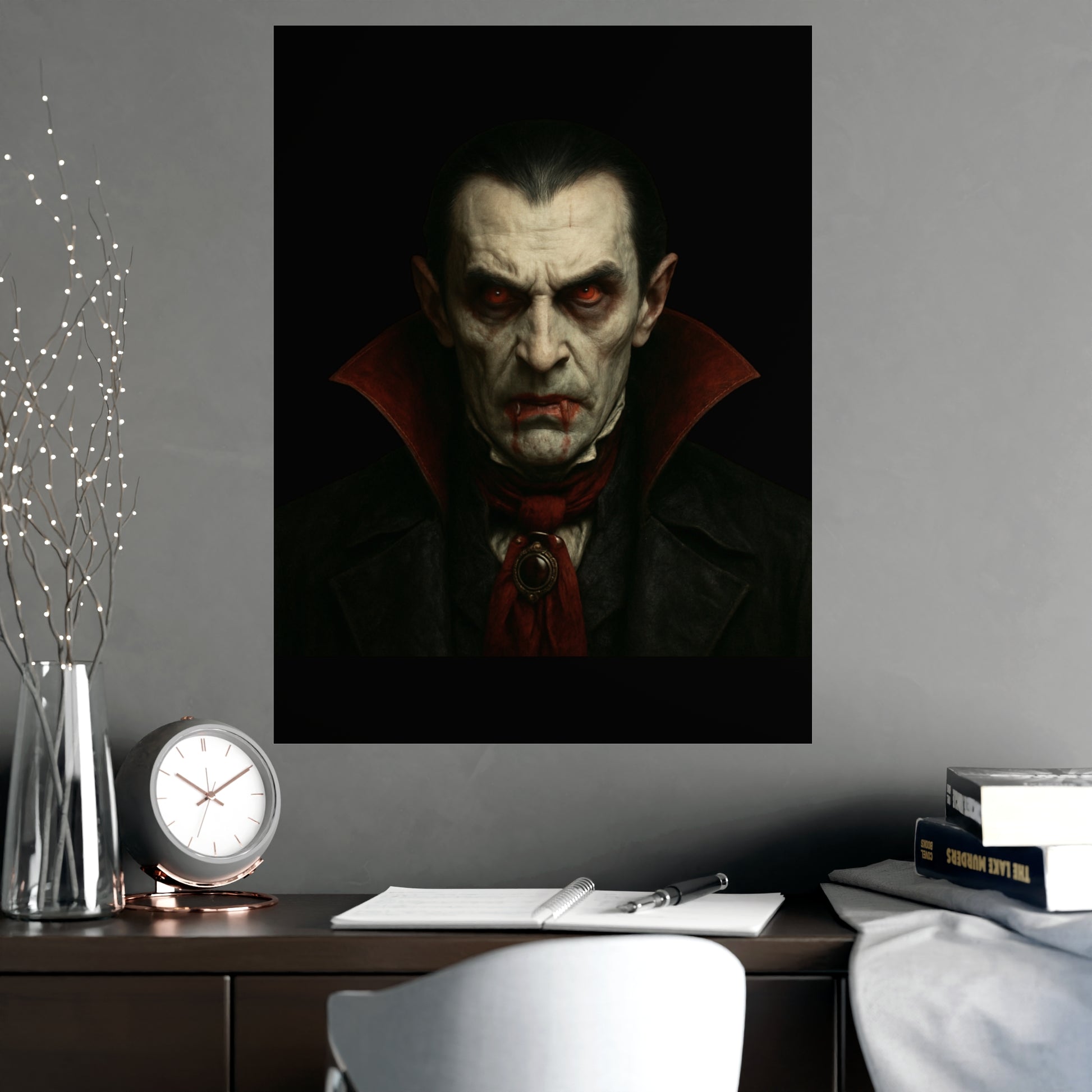 Gothic Vampire Art Poster, Spooky Wall Decor, Horror Room Accent, Perfect for Halloween, Gothic Decor, Home Office Artwork - TRV