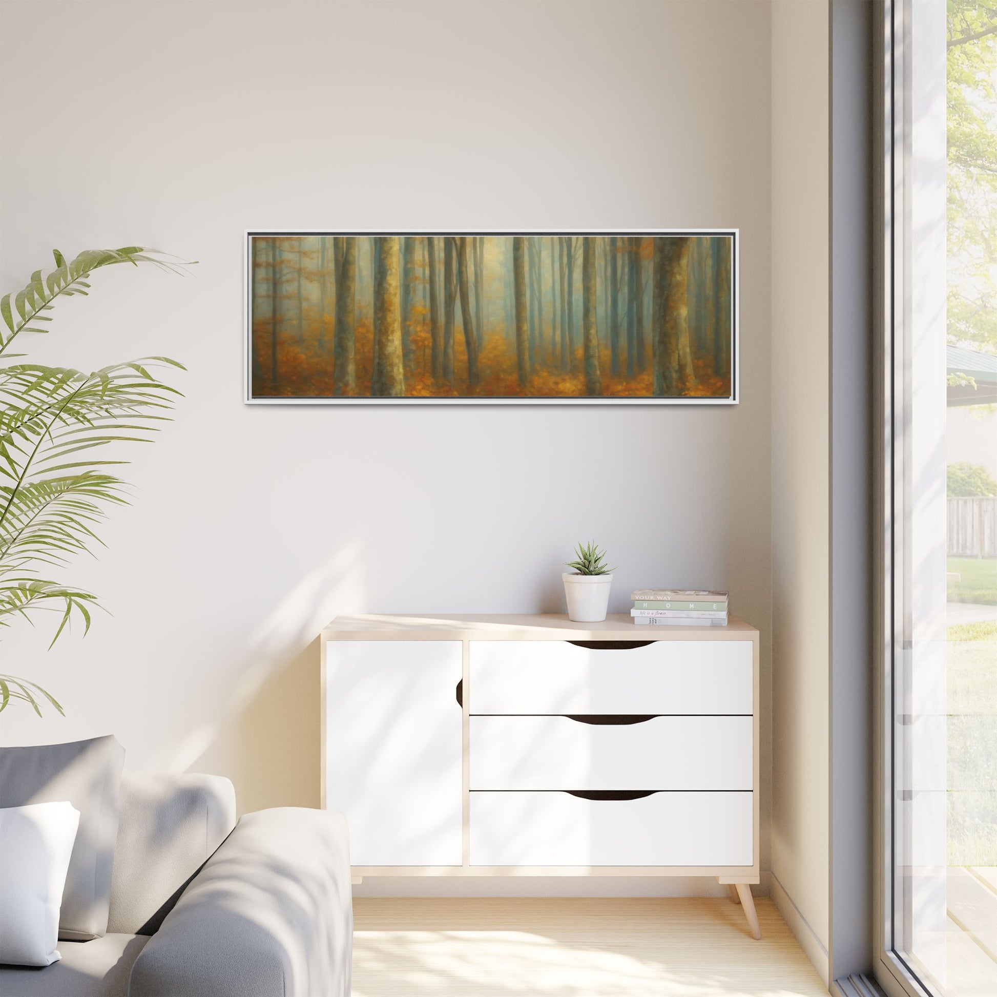 Autumn Forest Canvas Art, Framed Wall Decor, Rustic Home Decor, Nature Artwork, Gift for Nature Lovers - TRV