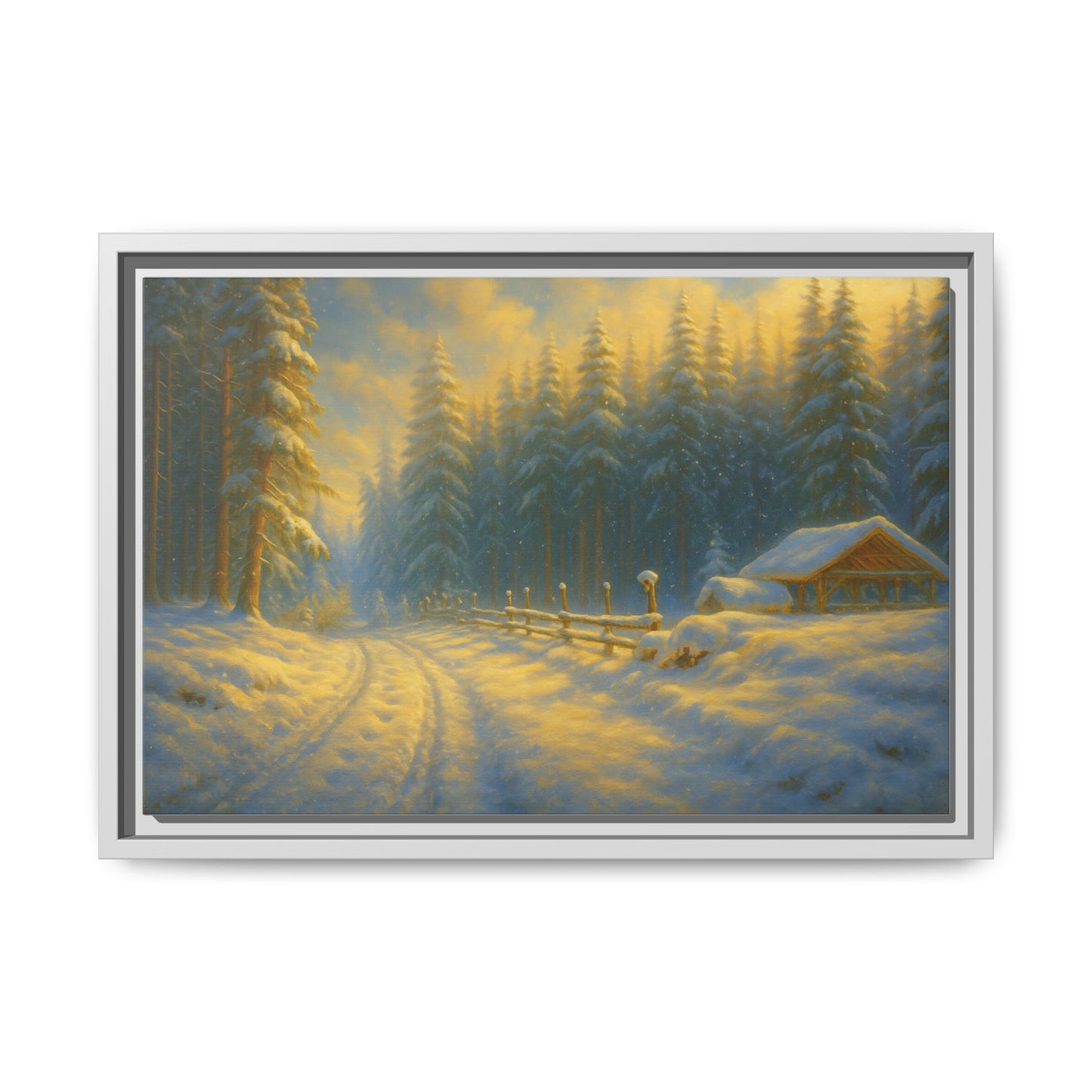 Wall Art Print, Winter Cabin Decor, Nature Scene, Holiday Gift, Cabin Vibes, Christmas Decoration, Matte Canvas, Framed - TRV