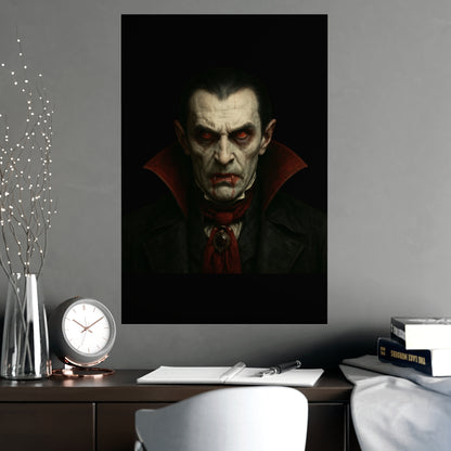 Gothic Vampire Art Poster, Spooky Wall Decor, Horror Room Accent, Perfect for Halloween, Gothic Decor, Home Office Artwork - TRV
