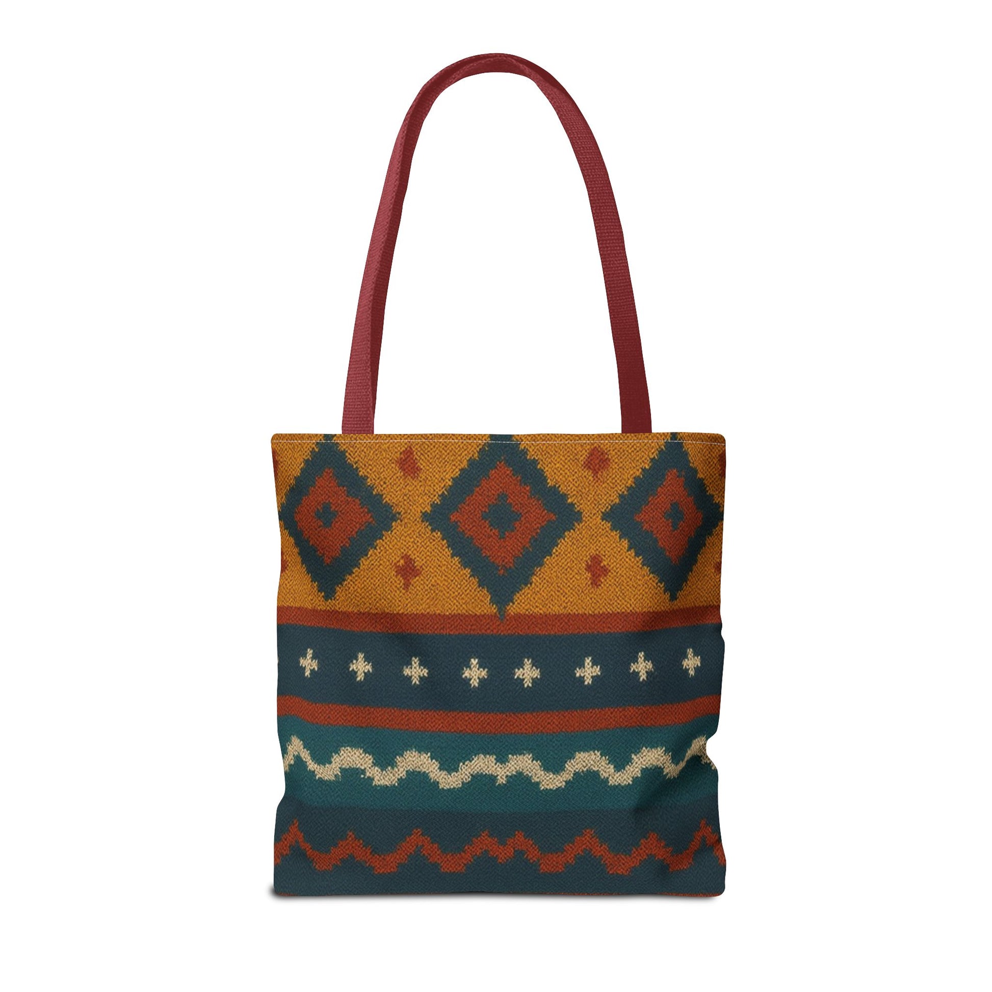 Southwestern Diamond Pattern Tote Bag | Aztec Tribal Geometric Print - TRV