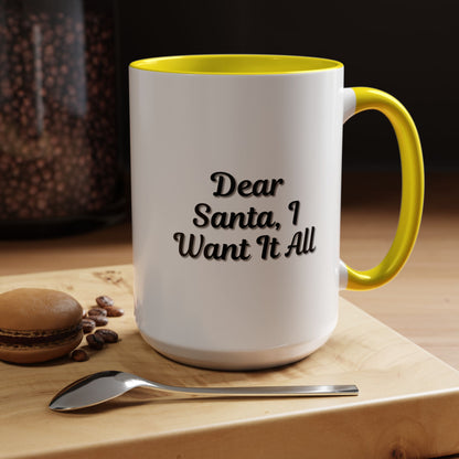 Dear Santa Accent Coffee Mug - Fun Holiday Mug for Christmas Enthusiasts