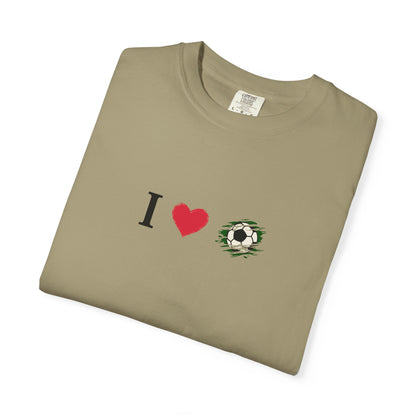 I Love Football (Soccer) Unisex Garment-Dyed T-shirt, Casual Tee, Everyday Wear, Gift for Him/Her, Stylish Apparel - TRV