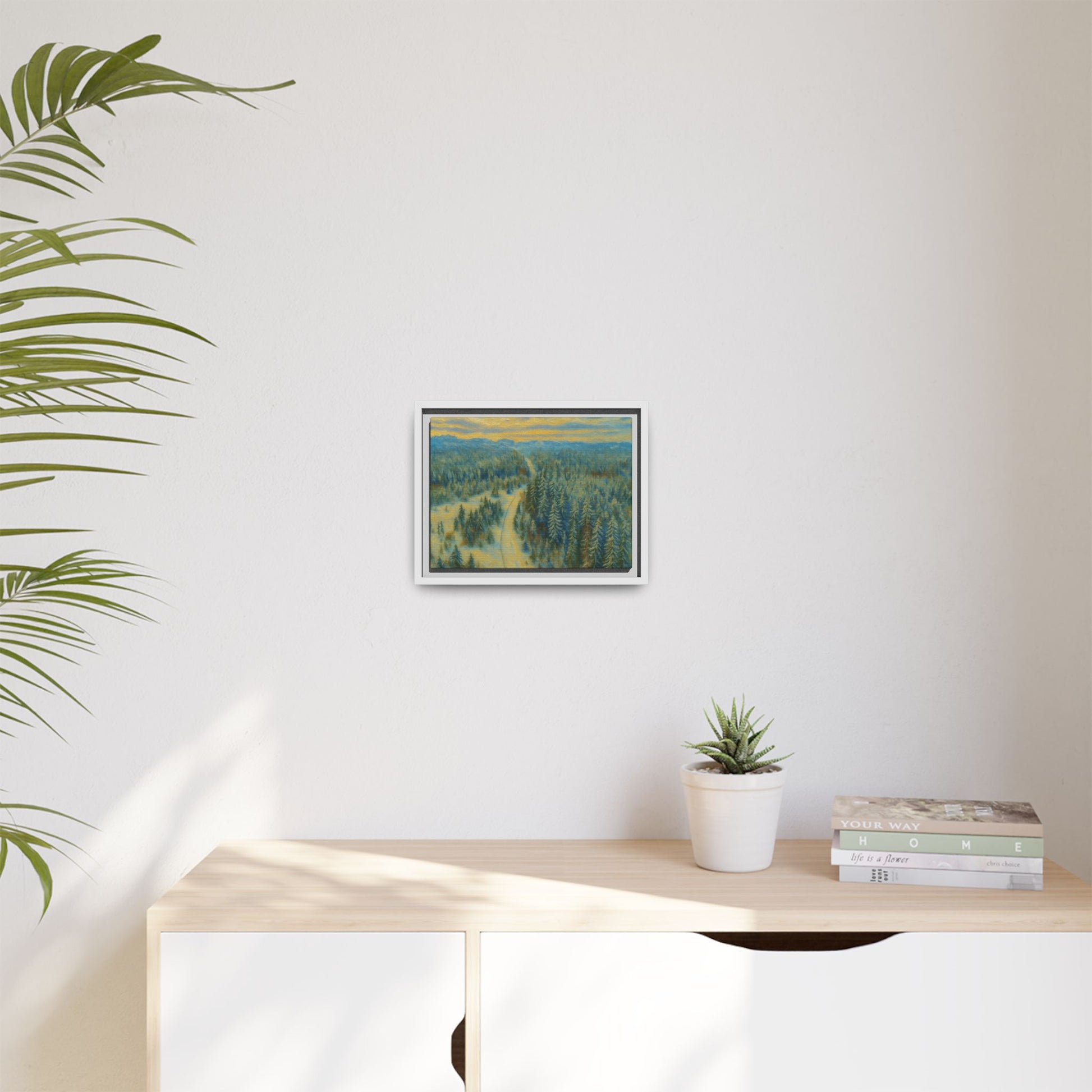 Framed Matte Canvas Art Print, Tranquil Forest Landscape, Home Decor for Nature Lovers, Wall Art for Living Room, Gift for Art Enthusiasts - TRV